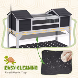 PawHut Tortoise House w/ Adjustable Lamp Holder, Openable Lid, Dual Main Houses - Additional view 4