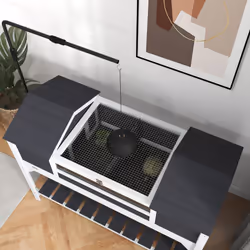 PawHut Tortoise House w/ Adjustable Lamp Holder, Openable Lid, Dual Main Houses - Additional view 7
