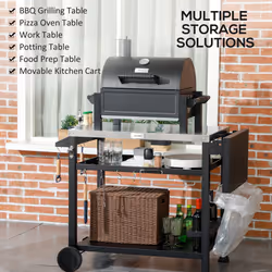 Outsunny Stainless Steel Outdoor Grill Cart with Folding Side table, 2 Wheels - Additional view 6