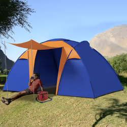 Outsunny Camping Tent with 2 Bedroom, Living Area and Awning for 4-6 Person