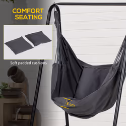 Outsunny Patio Hammock Chair w/ Stand, Hanging Chair w/ Cushion, Armrest, Grey