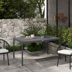 Outsunny 145cm Garden Table with Slatted Aluminium Top, Steel Legs, Dark Grey