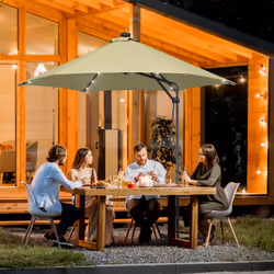Outsunny 3(m) Cantilever Garden Parasol Umbrella W/ Solar LED, Beige