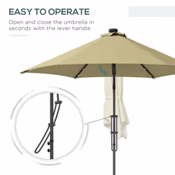 Outsunny 3(m) Cantilever Garden Parasol Umbrella W/ Solar LED, Beige