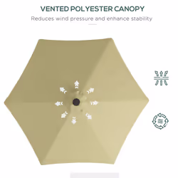 Outsunny 3(m) Cantilever Garden Parasol Umbrella W/ Solar LED, Beige - Additional view 4