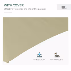 Outsunny 3(m) Cantilever Garden Parasol Umbrella W/ Solar LED, Beige - Additional view 5