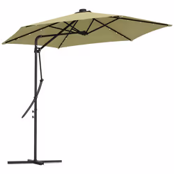 Outsunny 3(m) Cantilever Garden Parasol Umbrella W/ Solar LED, Beige - Additional view 8