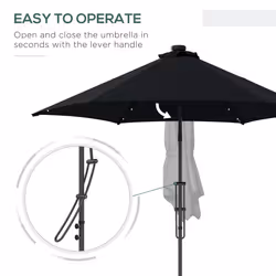 Outsunny 3(m) Cantilever Garden Parasol Umbrella W/ Solar LED, Black