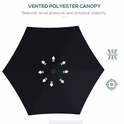 Outsunny 3(m) Cantilever Garden Parasol Umbrella W/ Solar LED, Black - Additional view 4