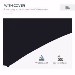 Outsunny 3(m) Cantilever Garden Parasol Umbrella W/ Solar LED, Black - Additional view 5