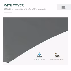 Outsunny 3(m) Cantilever Garden Parasol Umbrella W/ Solar LED, Dark Grey
