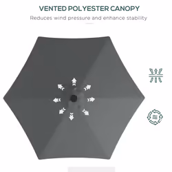 Outsunny 3(m) Cantilever Garden Parasol Umbrella W/ Solar LED, Dark Grey - Additional view 5