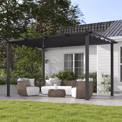 Outsunny 3 x 4m Aluminium Pergola with Retractable Roof, Garden Gazebo Canopy