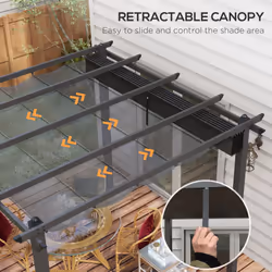 Outsunny 3 x 3(m) Aluminium Pergola with Retractable Roof, Garden Gazebo Canopy