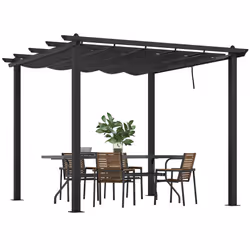 Outsunny 3 x 3(m) Aluminium Pergola with Retractable Roof, Garden Gazebo Canopy - Additional view 8