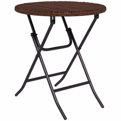 Outsunny Foldable Outdoor Coffee Table, Metal Frame Rattan Side Table, Brown - Additional view 8