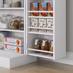 HOMCOM Kitchen Cupboard with Double Doors, 5-Tier Shelf, 12 Spice Racks, White - Additional view 5