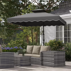 Outsunny 2.5m Square Cantilever Garden Parasol Umbrella with Cross Base, Grey
