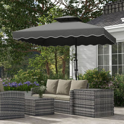 Outsunny 2.5m Square Cantilever Garden Parasol Umbrella with Cross Base, Grey