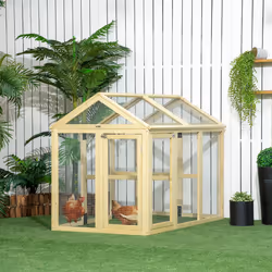 PawHut Chicken Run, Wooden Chicken Coop w/ Combinable Design-Natural Wood Finish