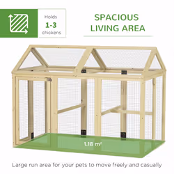 PawHut Chicken Run, Wooden Chicken Coop w/ Combinable Design-Natural Wood Finish