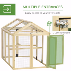 PawHut Chicken Run, Wooden Chicken Coop w/ Combinable Design-Natural Wood Finish