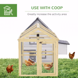 PawHut Chicken Run, Wooden Chicken Coop w/ Combinable Design-Natural Wood Finish - Additional view 4