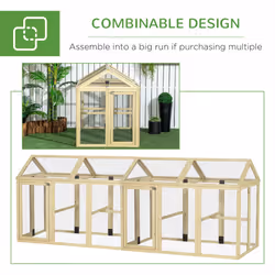 PawHut Chicken Run, Wooden Chicken Coop w/ Combinable Design-Natural Wood Finish - Additional view 5