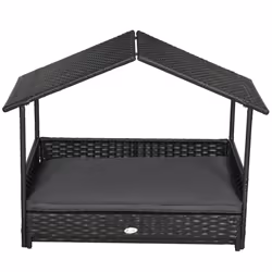 PawHut Extendable Rattan Dog House w/ Water-Resistant Roof - Grey - Additional view 7