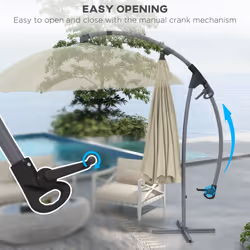Outsunny 2.7m Cantilever Parasol with Cross Base, Crank Handle, 16 Ribs, Beige