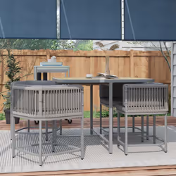 Outsunny 4 Seater Rattan Dining Set with Cushions, Grey