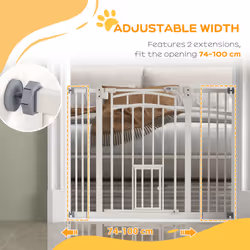 PawHut Pressure Fit Safety Gate, Dog Gate w/ Small Cat Door, 74-100cm Openings - Additional view 4