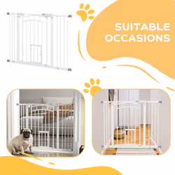 PawHut Pressure Fit Safety Gate, Dog Gate w/ Small Cat Door, 74-100cm Openings - Additional view 6