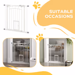 PawHut Pressure Fit, Safety Gate Dog Gate w/ Small Cat Door Opening, 74-80cm - Additional view 7