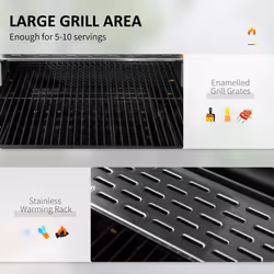 Charcoal BBQ Grill Smoker Trolley with Shelves, Bottle Opener and Wheels