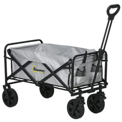 Outsunny Folding Outdoor Storage Trolley Cart Bag Trolley Cart Bag - Grey
