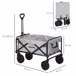 Outsunny Folding Outdoor Storage Trolley Cart Bag Trolley Cart Bag - Grey