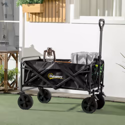 Outsunny Folding Outdoor Storage Trolley Cart Bag Trolley Cart Bag - Black