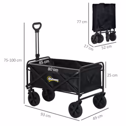 Outsunny Folding Outdoor Storage Trolley Cart Bag Trolley Cart Bag - Black
