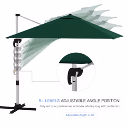 Outsunny 3 x 3(m) Cantilever Roma Parasol Garden Umbrella with Cross Base Green