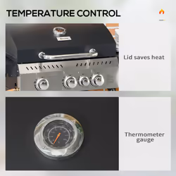 Outsunny 3+1 Burner Propane Gas Barbecue Grill with Thermometer, Bottle Opener - Additional view 5