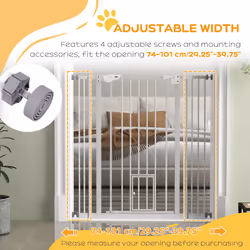 PawHut Extra Tall Dog Gate with Cat Door Auto Close for Stairs 74-101 cm Wide - Additional view 4