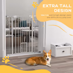 PawHut Extra Tall Dog Gate with Cat Door Auto Close for Stairs 74-101 cm Wide - Additional view 6