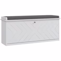 HOMCOM Shoe Bench with Flip Drawer, Cushion, 10 Pairs for Entryway White - Additional view 5