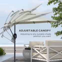 Outsunny 3(m) Cantilever Parasol with Cross Base, Crank Handle, Tilt, Cream