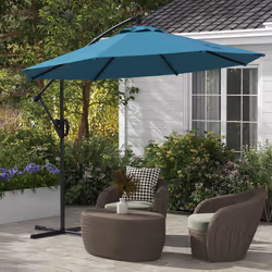 Outsunny 3(m) Cantilever Parasol with Cross Base, Crank Handle, Tilt, Blue