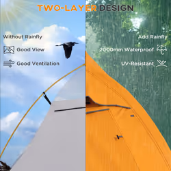 Outsunny Double Layer Camping Tent for 1-2 Man, 2000mm Waterproof, Orange