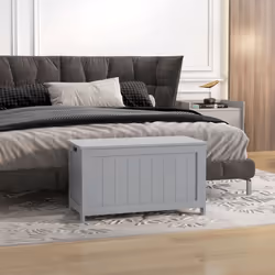 HOMCOM Storage Chest with 2 Safety Hinges, Storage Bench for Living Room - Additional view 4