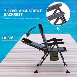 Outsunny Folding Fishing Chair Camping Chair with 7-Level Adjustable Backrest