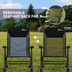 Outsunny Folding Fishing Chair Camping Chair with 7-Level Adjustable Backrest